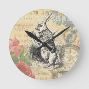 Horloge Ronde Lapin Blanc Aventures d'Alice au Pays des Merveill
