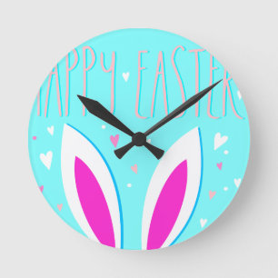 Horloge Ronde lapin de pâques heureux