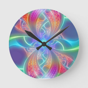 Horloge Ronde L'arc-en-ciel psychédélique tourbillonne motif d