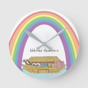 Horloge Ronde L'arche de Noé, un arc-en-ciel rétro