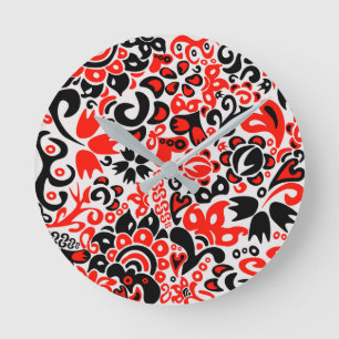 Horloge Ronde L'art populaire ukrainien motif floral abstact