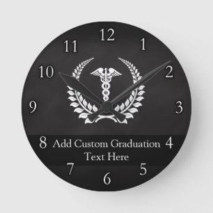 Horloge Ronde Laurier Médicale de caducée