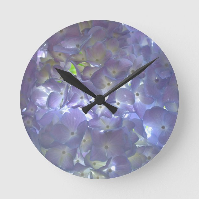 Horloge Ronde Lavande clair violet floral Hydrangeas (Recto)