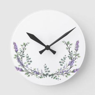 Horloge Ronde Lavande et Eucalyptus