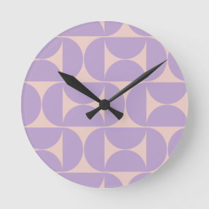 Horloge Ronde Lavande Motif moderne du milieu du siècle