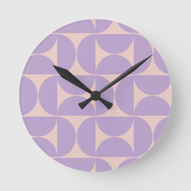 Horloge Ronde Lavande Motif moderne du milieu du siècle (Recto)