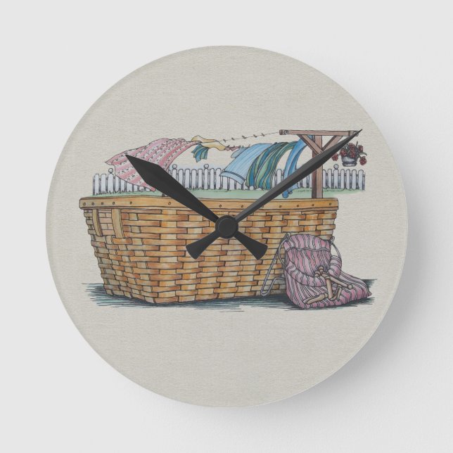 Horloge Ronde Lave-linge Sur Clothesline (Recto)