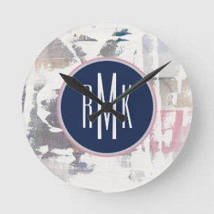 Horloge Ronde Le blanc du monogramme   cultivent