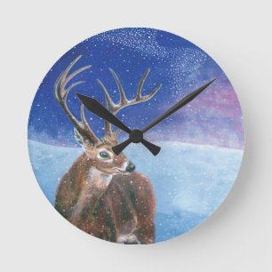 Horloge Ronde Le cerf rouge (Cervus elaphus) 