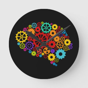 Horloge Ronde Le cerveau embraye l'horloge murale