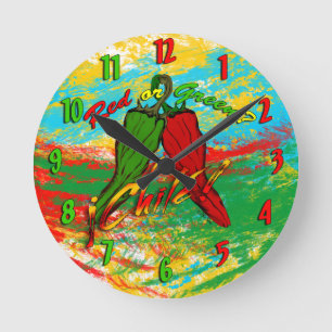 Horloge Ronde Le Chili - rouge ou vert ?