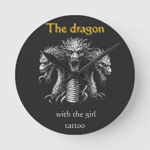 Horloge Ronde Le Dragon avec la fille tatouage - Drôle sombre