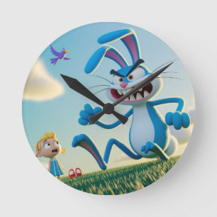 Horloge Ronde Le lapin en colère 