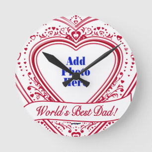 Horloge Ronde Le meilleur papa du monde ! Photo Red Hearts