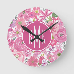 Horloge Ronde Le monogramme   je dentelle le motif floral