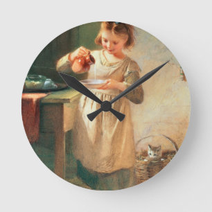 Horloge Ronde Le petit déjeuner de Kitty