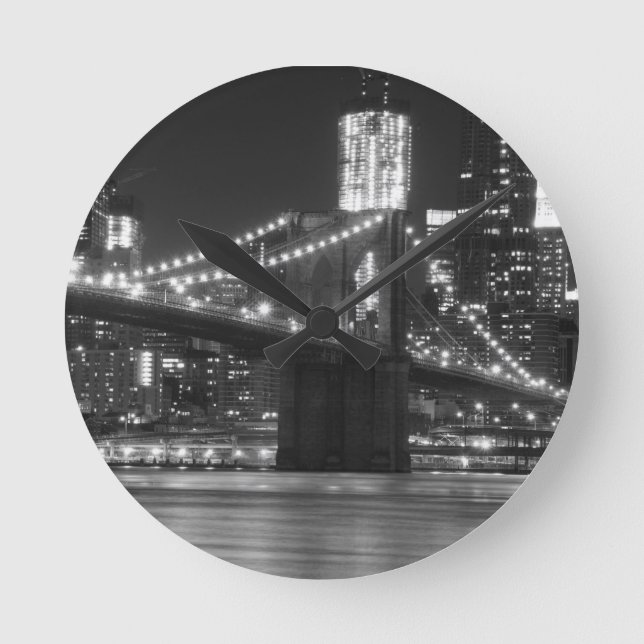 Horloge Ronde Le pont Brooklyn - noir et blanc (Recto)