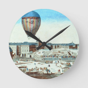 Horloge Ronde Le premier vol du Ba à air chaud de Pilatre du