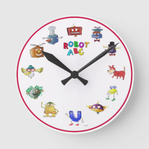 Horloge Ronde Le robot ABC synchronisent par chasse à Jerry