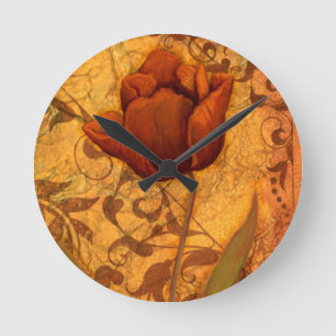 Horloge Ronde Le rouge fleurit II