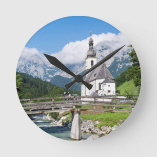 Horloge Ronde L'église paroissiale de Ramsau en Bavière, Allem