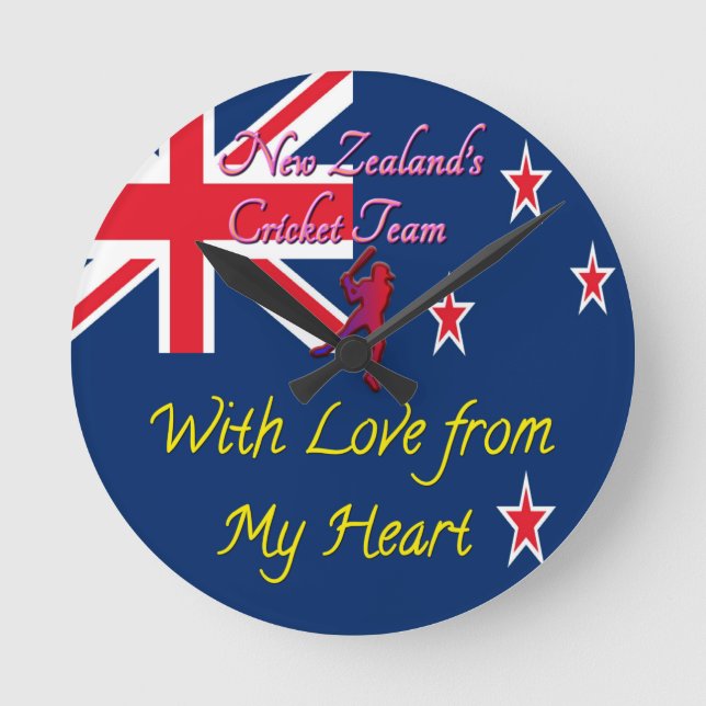 Horloge Ronde L'équipe de cricket néo-zélandaise : L'amour de mo (Recto)