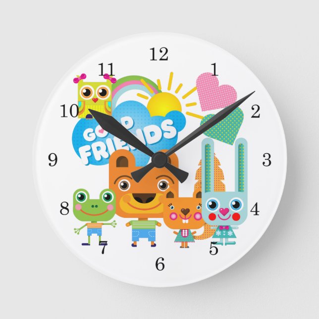 Horloge Ronde Les animaux bons amis (Recto)
