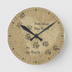 Horloge Ronde Les animaux laissent des Empreintes de pattes sur 