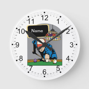 Horloge Ronde Les billards des hommes personnalisés