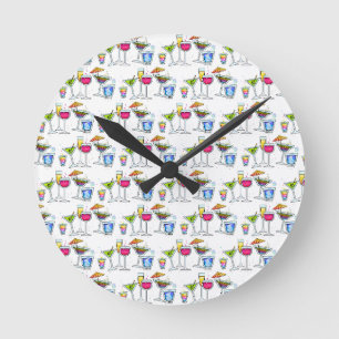 HORLOGE RONDE LES COCKTAILS LÈVENT L'HORLOGE MURALE