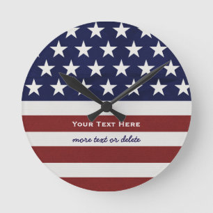 Horloge Ronde Les Etats-Unis drapeau américain coutume