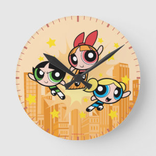 Horloge Ronde Les Filles Powerpuff Sauvent La Journée