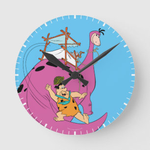 Horloge Ronde Les Flintstones   Fred glissant en bas de la queue