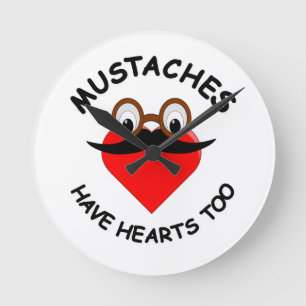 Horloge Ronde Les moustaches ont aussi des coeurs