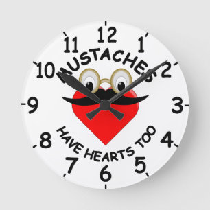 Horloge Ronde Les moustaches ont aussi des coeurs