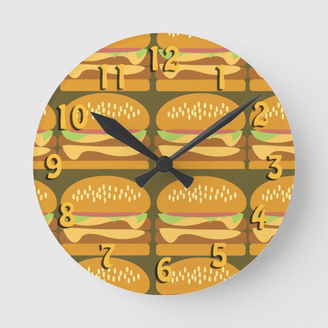 Horloge Ronde Les Patters de Yummy Cheeseburger Time Fun (Recto)