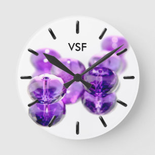 Horloge Ronde Les perles pourpres ont personnalisé l'horloge