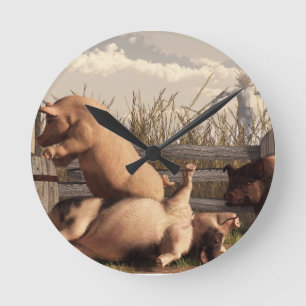 Horloge Ronde Les Pigs