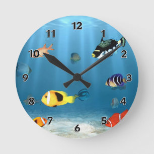 Horloge Ronde Les Poissons Dans L'Océan