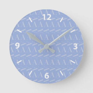 Horloge Ronde LETTRE INITIALE MONOGRAPHIQUE A Bleu