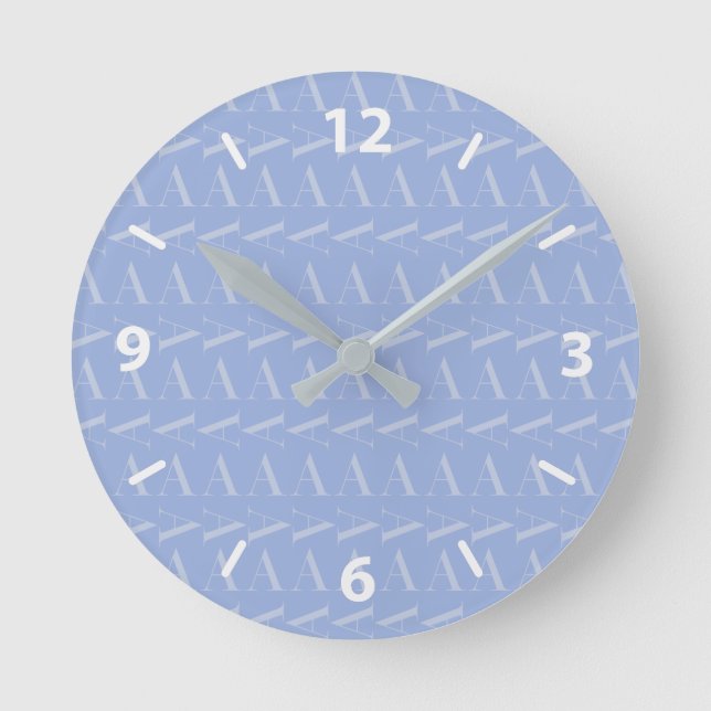 Horloge Ronde LETTRE INITIALE MONOGRAPHIQUE A Bleu (Recto)