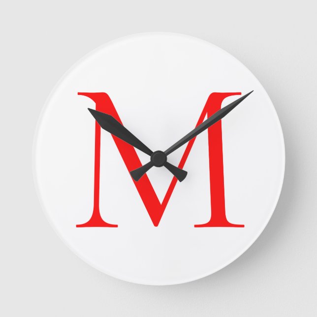 Horloge Ronde Lettre initiale rouge blanc monogrammed profession (Recto)