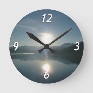 Horloge Ronde Lever de soleil sur le fjord College en Alaska Pho