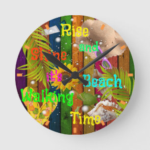 Horloge Ronde Levez-vous et brillez Plage Tropicale Été Soleil A
