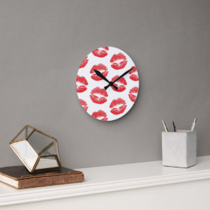 Horloge Ronde Lèvres Rouges, Motif De Lèvres, Rouge Lèvres, Bais