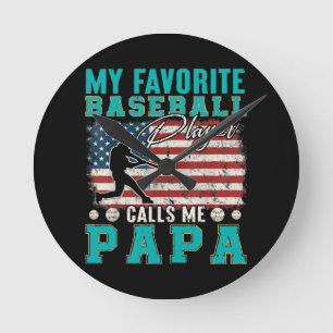 Horloge Ronde L'homme Mon Joueur de Baseball Préféré M'appelle P