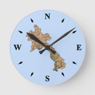 Horloge Ronde L'horloge de la carte du Laos