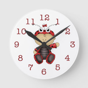 Horloge Ronde L'horloge murale des Coccinelle-Enfants de bébé