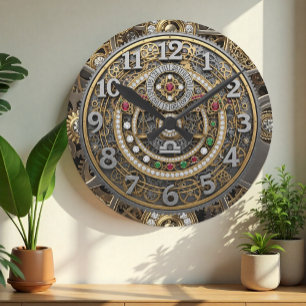 Horloge Ronde Libra Horloge, Zodiac, Steampunk, pierres précieus