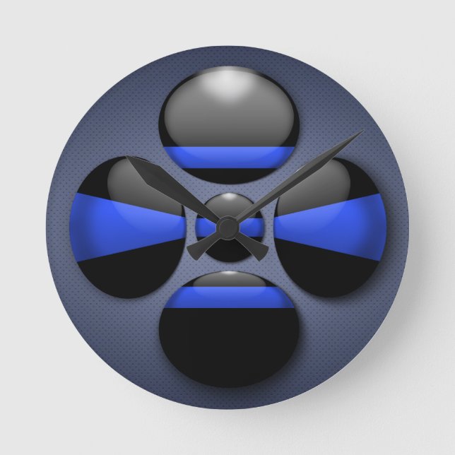Horloge Ronde Ligne bleue mince (Recto)